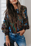 Printed Lantern Sleeve Top