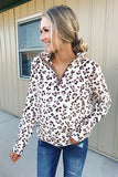 Warm Quarter Zip Leopard Sweatshirt