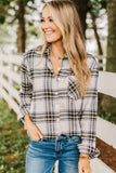 Khaki Chest Pocket Plaid Pattern Long Sleeve Shirt