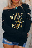 Leopard Ripped Sleeves Graphic Sweatshirt