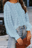 Polka Dot Lace Lantern Sleeve Blouse