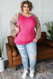 Plus Size Ladder Hollow-out Cheetah Sleeve Top