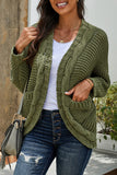 Chunky Knit Solid Cardigan with Pocket