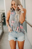 Floral Print White Tank Top