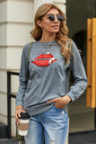 Zipped Red Lip Gray Sweatshirt