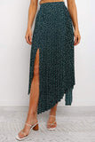 Fashion Print Side Slit Pleated Maxi Skirt