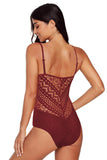 Crochet Lace Halter Straps One-piece Swimsuit