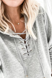 Casual Solid Color Lace-up Hoodie