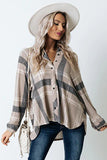 High Low Brushed Plaid Oversize Shirt