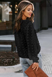 Polka Dot Lace Lantern Sleeve Blouse