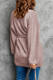 Robe Style Rib Knit Pocketed Cardigan with Belt