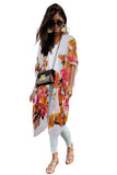 Multicolor Kimono Sleeve Floral Print Graceful Cover Up