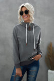 Half Zip Colorblock Pocket Patchwork Long Sleeve Hoodie