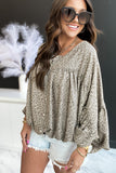 Floral Print Kimono Sleeve Ruched Blouse