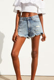 Light Blue Pocket Casual Denim Shorts