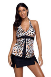 Halter Leopard Flyaway Tankini and Skirted Swimsuit