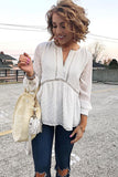 Lace Dot V-Neck Peplum Blouse