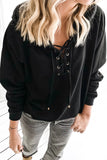 Casual Solid Color Lace-up Hoodie