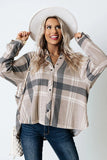 High Low Brushed Plaid Oversize Shirt