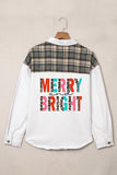 MERRY and BRIGHT Plaid Splicing Denim Jacket