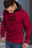 Valentine Love Heart Print Color Block Men's Pullover Hoodie