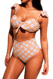 Polka Dot Versatile Bandeau Bikini High Waist Swimsuit