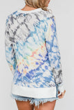 High Low Hem Tie-dye Print Top with Slits