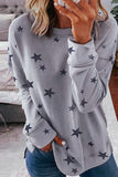 Round Neck Star Print Long Sleeve Top