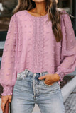 Polka Dot Lace Lantern Sleeve Blouse