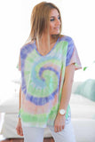 Tie-dye Short Sleeve V Neck T-Shirt