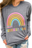 Rainbow Letter Print Crew Neck Graphic Sweatshirt