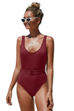 Ribbed One-piece Swimsuit with Belt