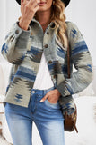 Distressed Aztec Print Lapel Long Sleeve Button Shirt Jacket