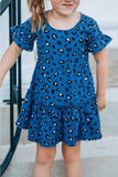 Girls' Ruffled Girly Leopard Print Dress