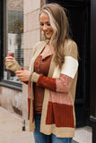 Color Block Long Sleeve Open Front Cardigan Sweater