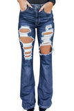 High Waist Distressed Bell Jeans