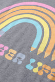 Rainbow Letter Print Crew Neck Graphic Sweatshirt