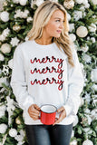 Merry Plaid Print Crew Neck Pullover Sweatshirt