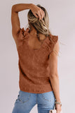 Swiss Dot Woven Sleeveless Top With Ruffled Straps