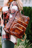 Faux Leather Waterproof Zipped Vintage Backpack