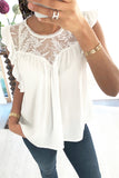 Floral Lace Yoke Pleated Flowy Top