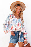 Floral Print Drape Crop Blouse