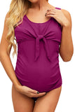 Ribbed Front Knot One-piece Maternity Swimsuit