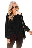 Polka Dot Lace Lantern Sleeve Blouse