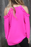 Ruffled Cold Shoulder Long Sleeve Top