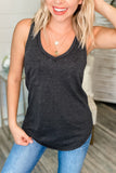 V Neck Racerback Tank Top with Pocket