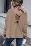 Tie Plunging Back Dolman Sleeve Oversize Top