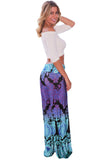 Aqua and Purple Printed Palazzo Pants