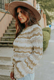 Wavy Stripe Scalloped Edge Pointelle Knit Sweater