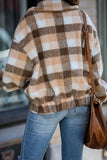 Plaid Print Sherpa Jacket Coat